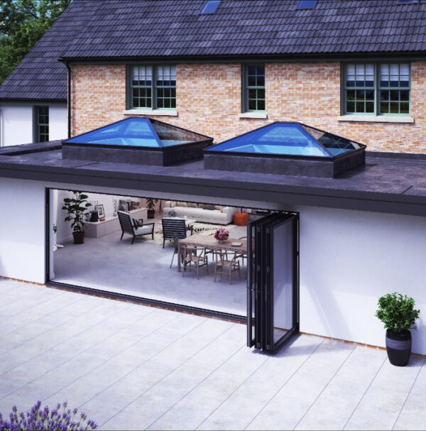 Korniche secure aluminium bi-folding door