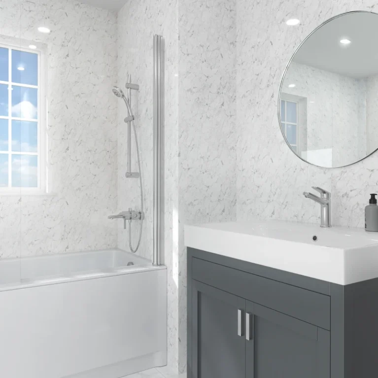 Zest Shower Panel – White Marble